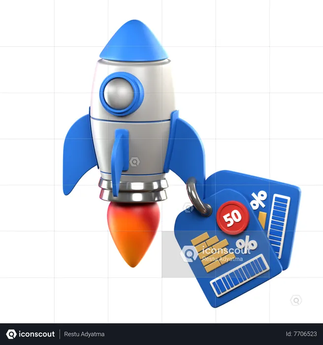 Rocket Discount  3D Icon