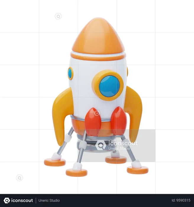 Rocket Landing  3D Icon