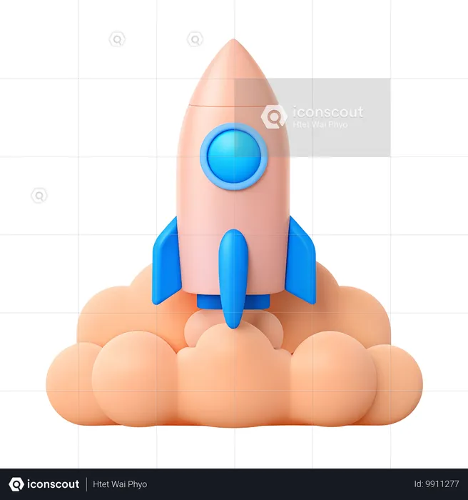 ロケット打ち上げ  3D Icon