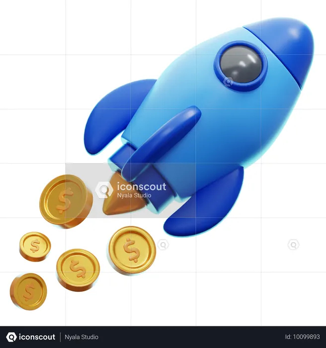 Rocket Launch 3D Illustration  3D Icon