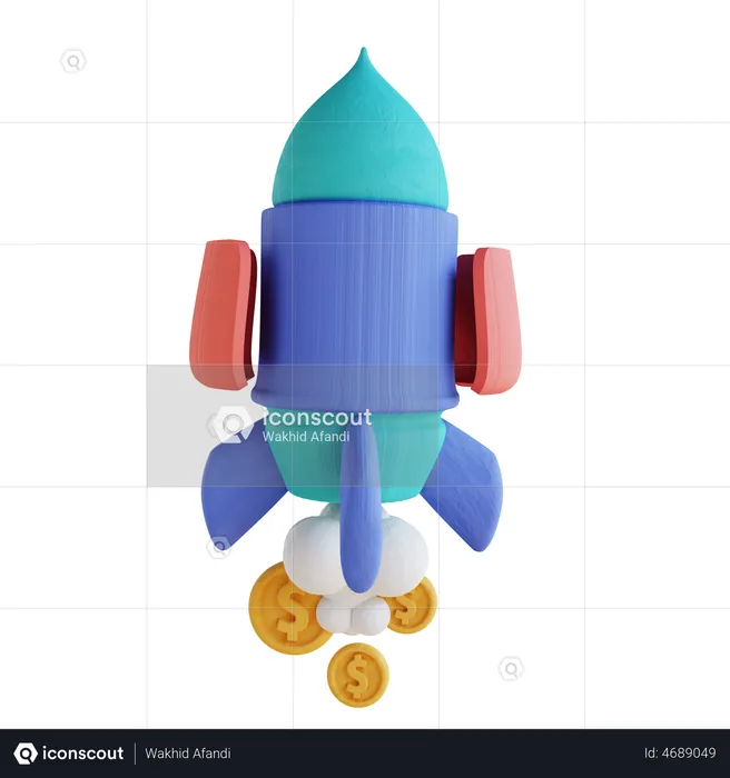 Rocket Money Grow  3D Illustration