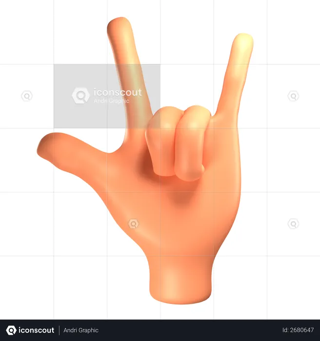 Rocking hand gesture  3D Illustration