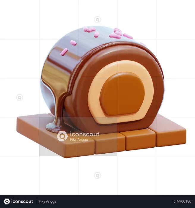 롤 케이크  3D Icon