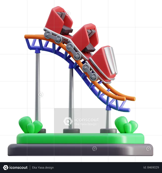 Roller Coaster  3D Icon