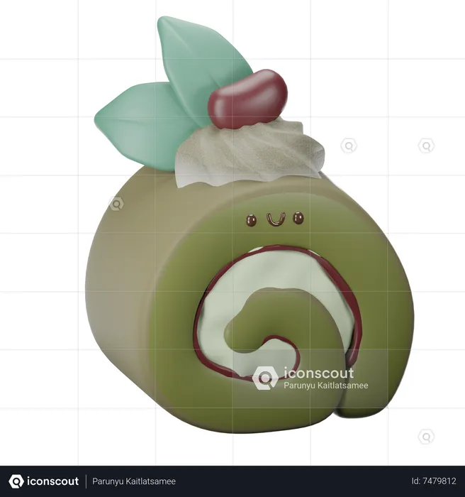 Rollo de mermelada de té verde  3D Icon