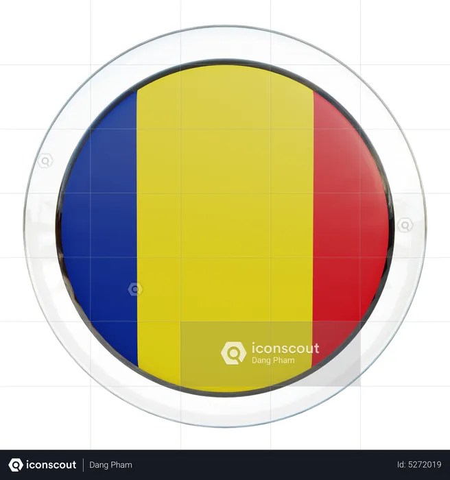 Romania Round Flag Flag 3D Icon