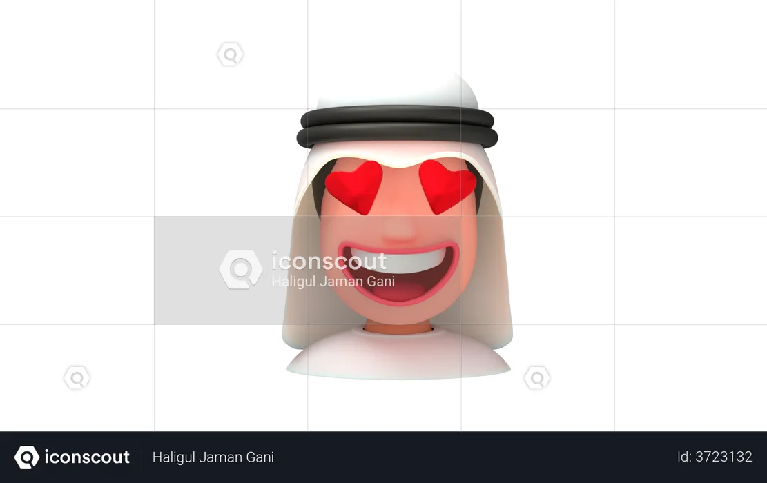 Romantic Arab Man Emoji 3D Illustration