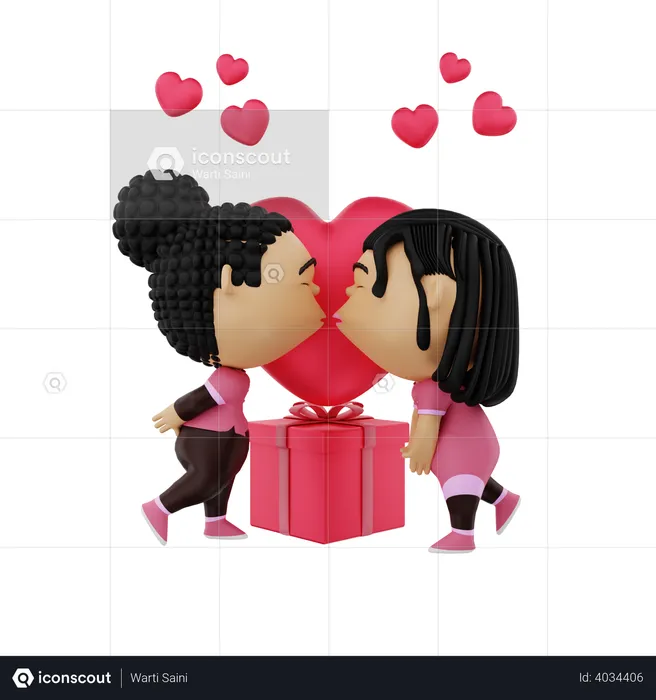 Romantic Couple celebrating valentines day  3D Illustration