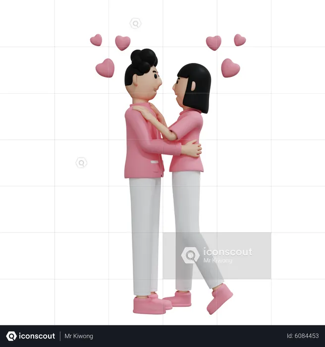 Romantic couple dance together  3D Illustration