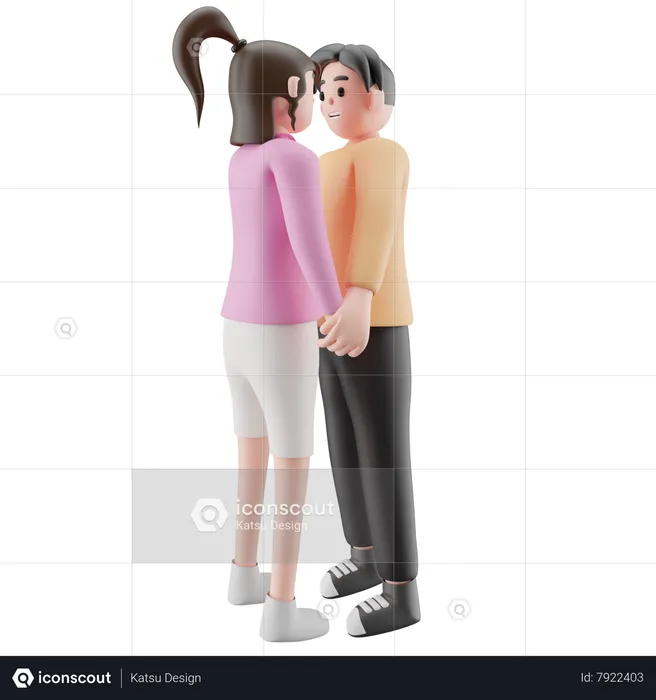 Romantic Couple Standing Together  3D Illustration