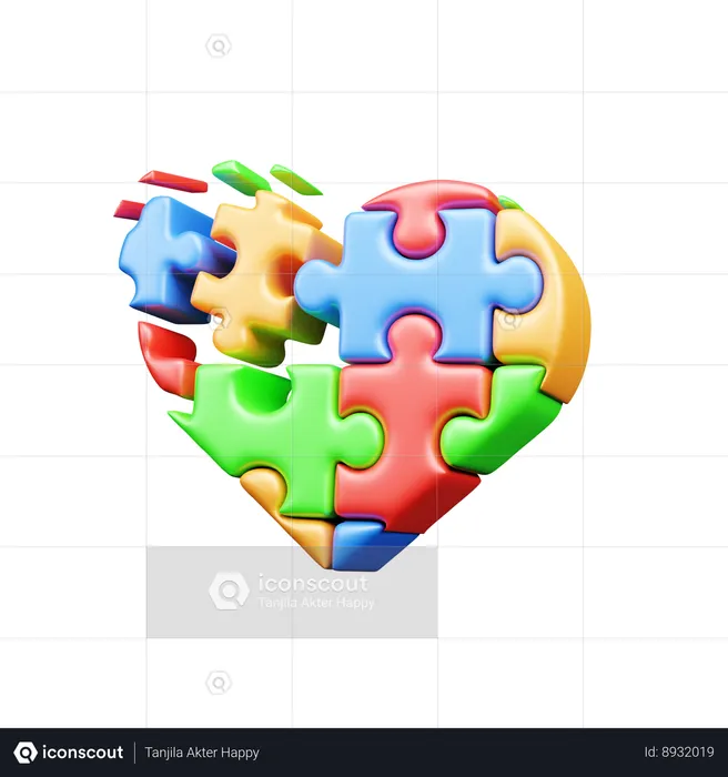 Corazón de rompecabezas  3D Icon