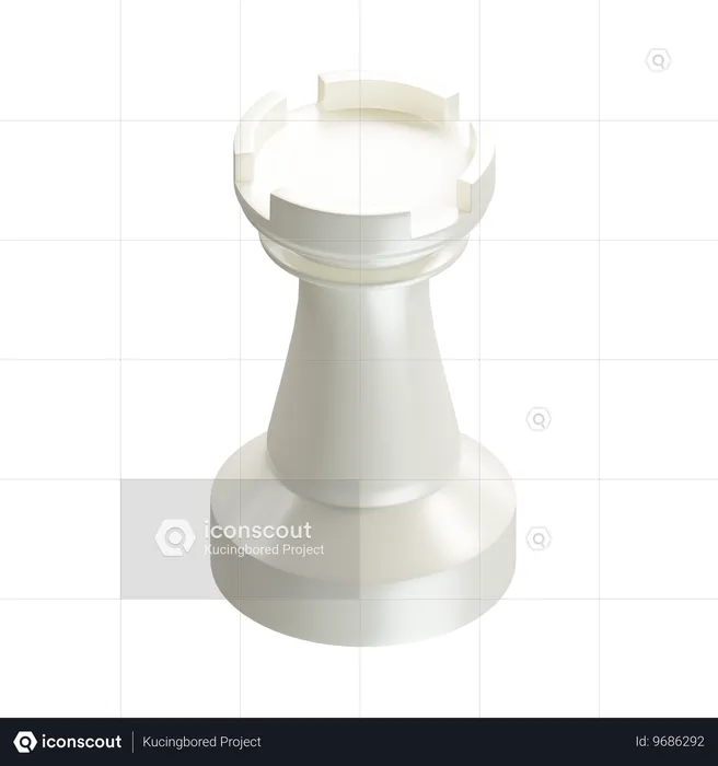 Rook Chess Piece White  3D Icon