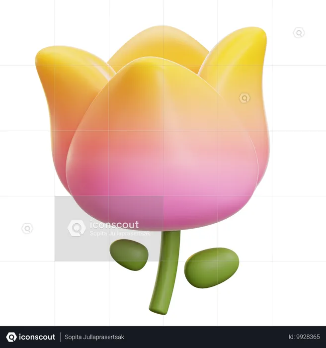 Rosa Tulpenblume Emoji 3D Icon