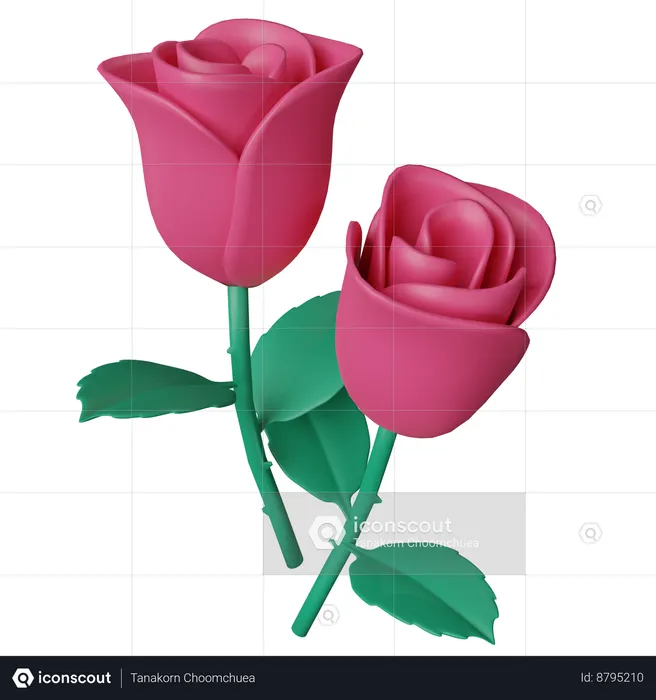 Rosa vermelha  3D Icon