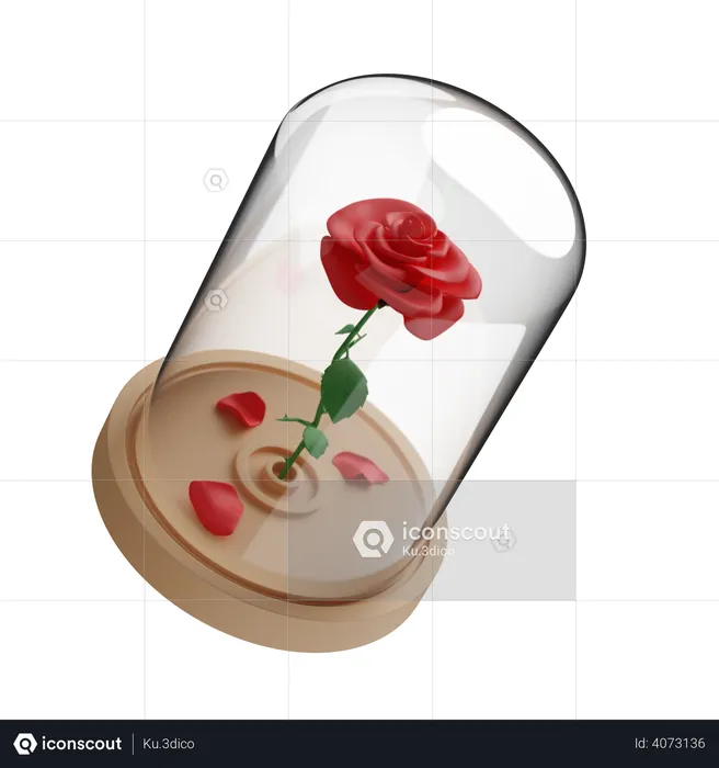 Rose in glass dome  3D Icon