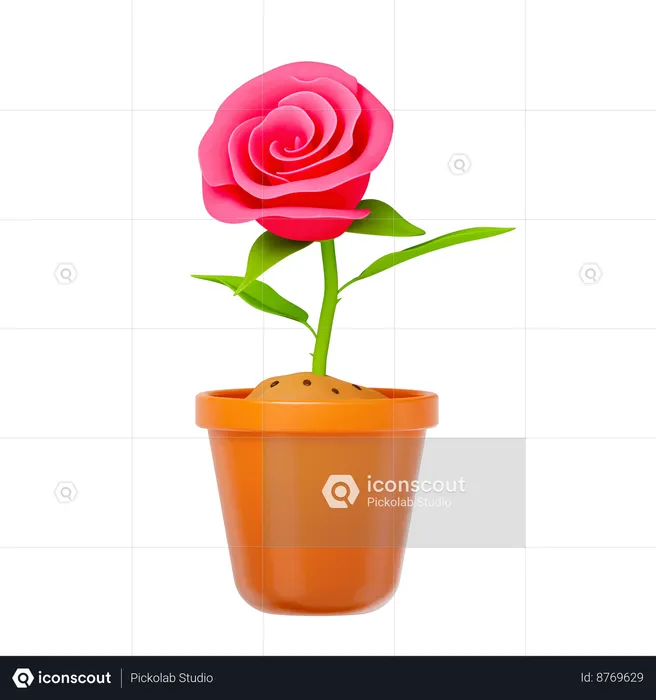 Rose Plant  3D Icon