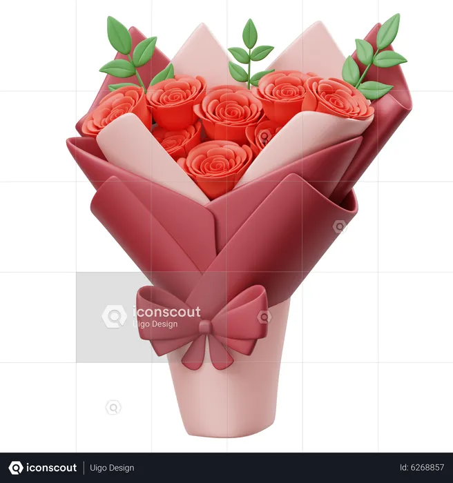 Roses Bouquet  3D Icon