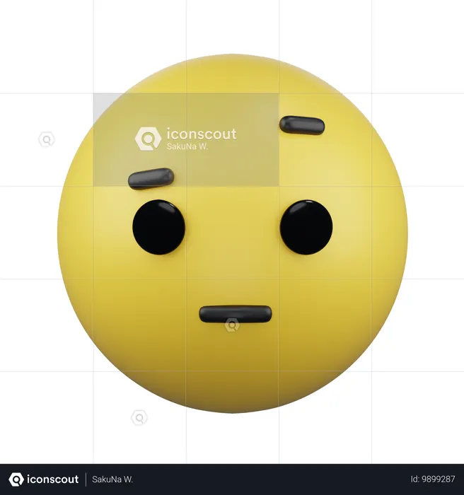 Rosto com sobrancelha levantada Emoji 3D Icon