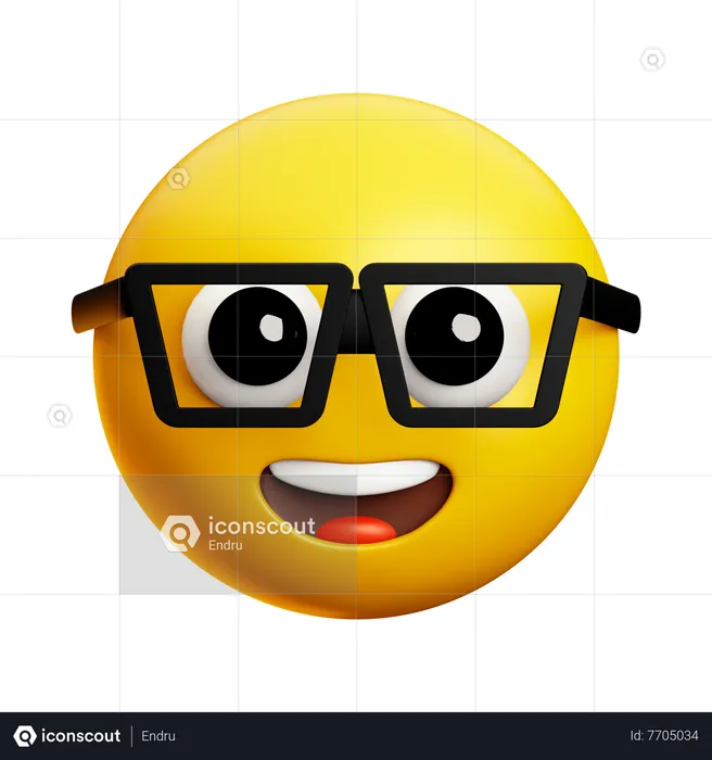 Rosto inteligente com óculos e olhos fechados Emoji 3D Icon