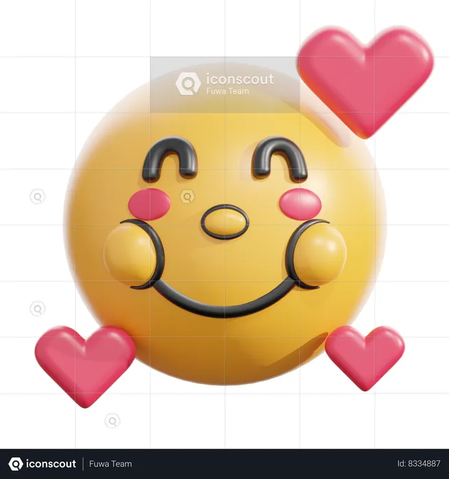 Rosto sorridente com corações Emoji 3D Icon