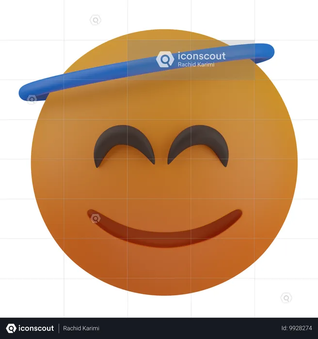 Rosto sorridente com Halo sorridente Emoji 3D Icon