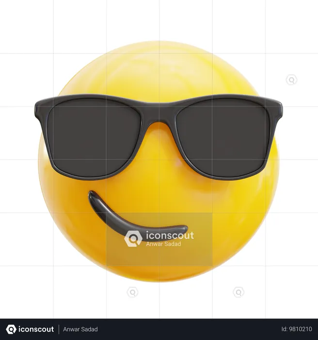 Rosto sorridente com óculos de sol Emoji 3D Icon