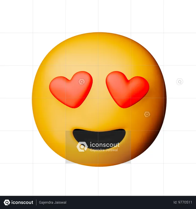 Rosto sorridente com olhos de coração emoji Emoji 3D Icon