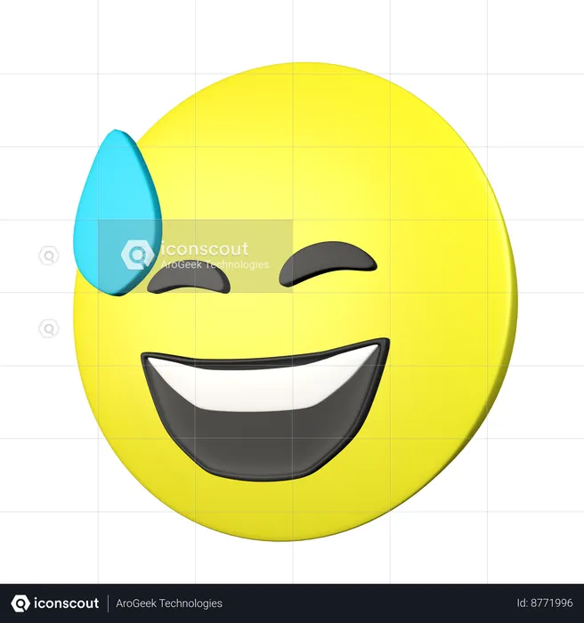 Rosto sorridente com suor Emoji 3D Icon