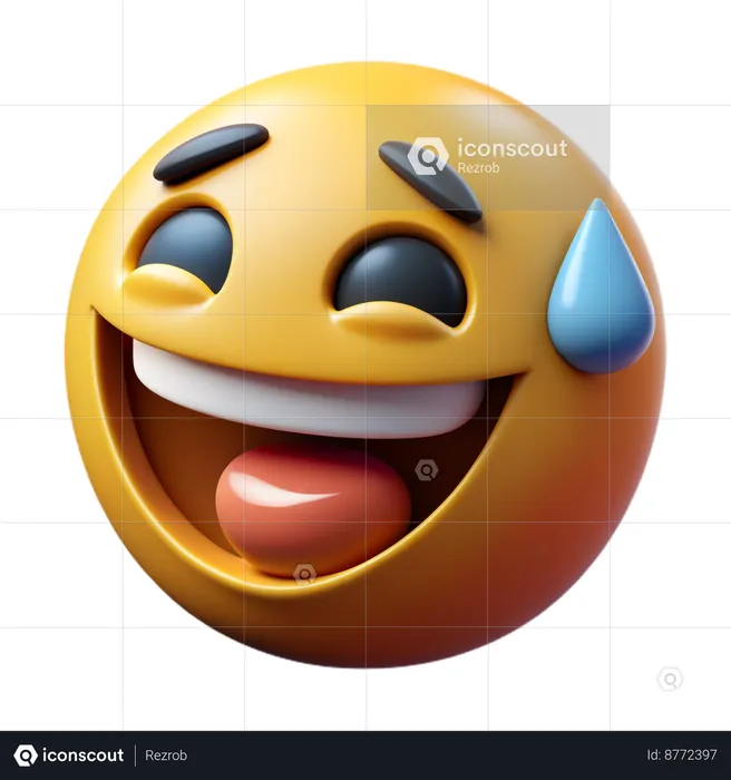 Rosto sorridente com suor Emoji 3D Icon
