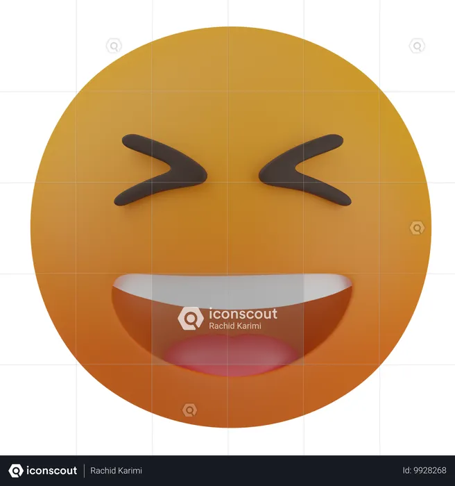 Rosto sorridente e semicerrado Emoji 3D Icon