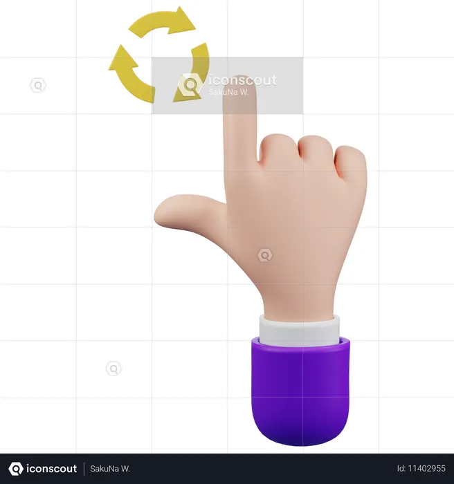 回転タッチハンドジェスチャー  3D Icon