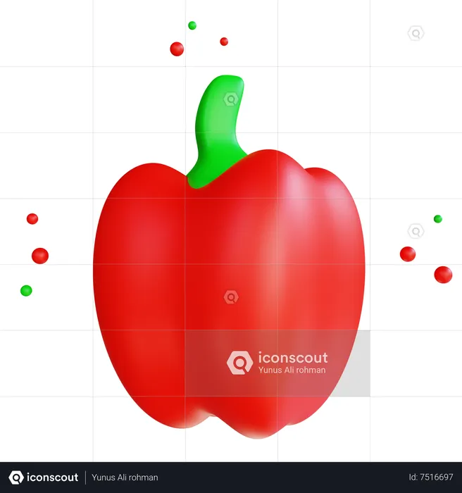 Rote Paprika  3D Icon