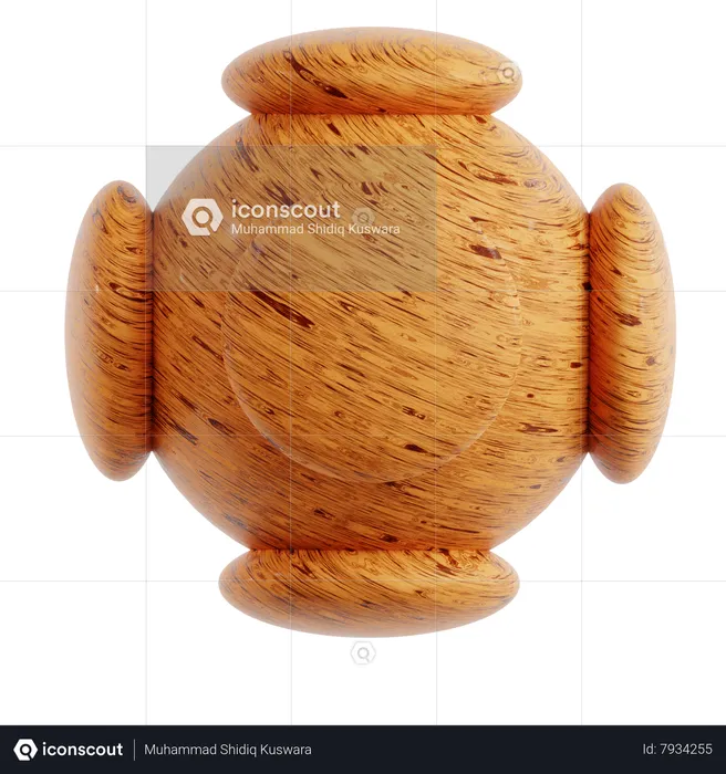 Wood Round Abstract Shape  3D Icon