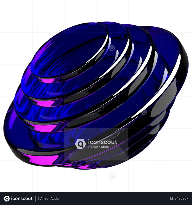 Round Abstract t Shape  3D Icon