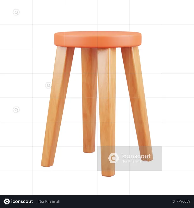 Round Chair  3D Icon