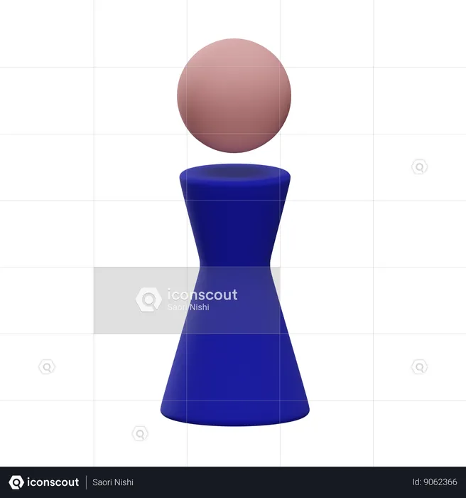 Round-Shaped Person with a Waist  3D Icon