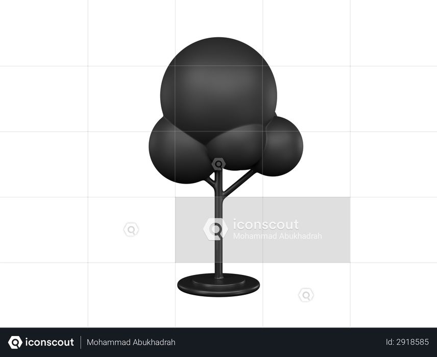 Round tree 3D Illustration