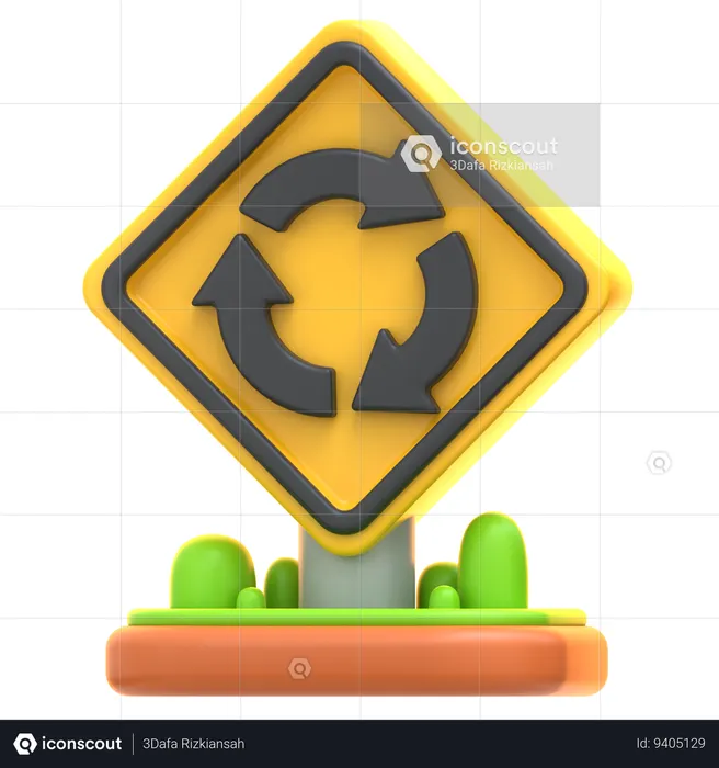 Roundabout Sign  3D Icon