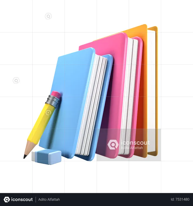 Row of books  3D Icon
