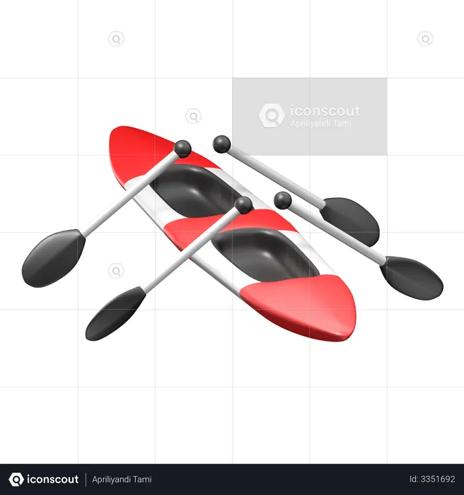 Rowing  3D Illustration