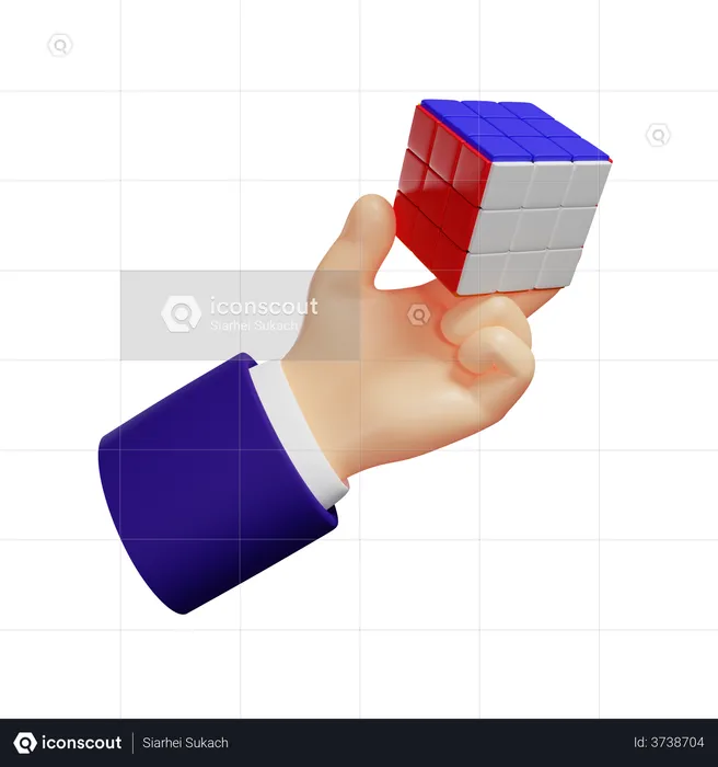 Rubiks Cube In Hand  3D Illustration