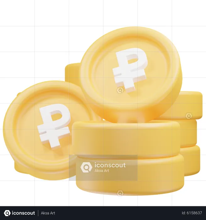 Ruble Coins  3D Icon