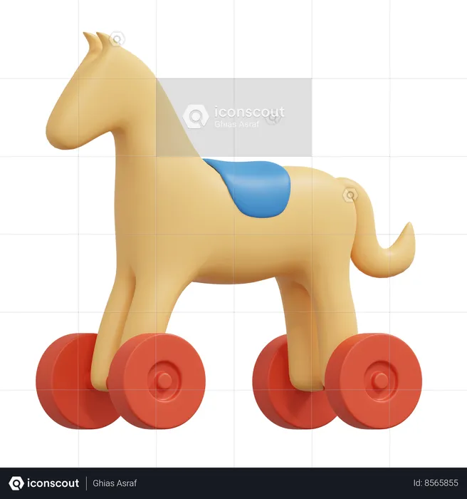 Rueda de caballo de madera  3D Icon