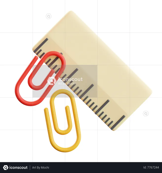 Ruler And Paper Clip  3D Icon