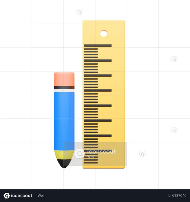 Ruler And Pencil  3D Icon