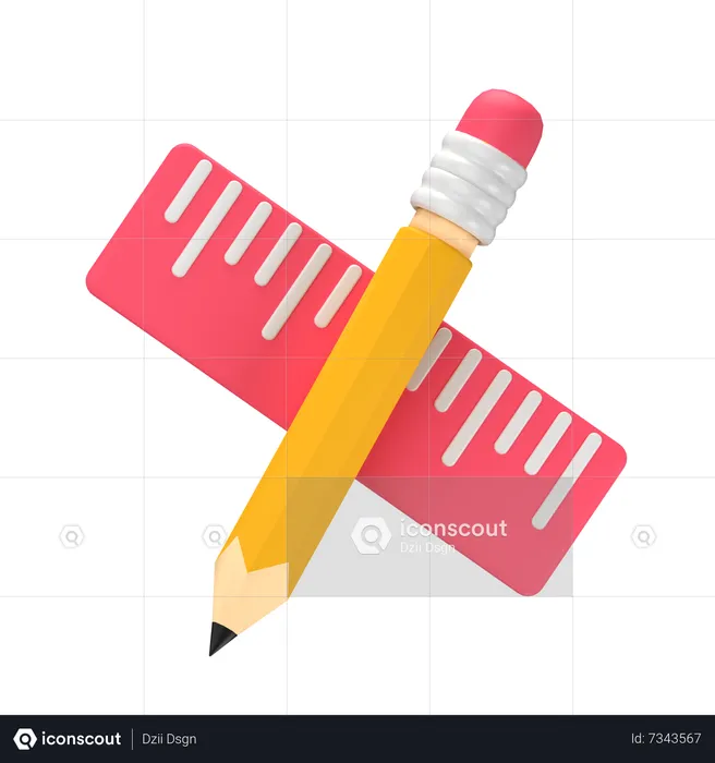 Ruler And Pencil  3D Icon