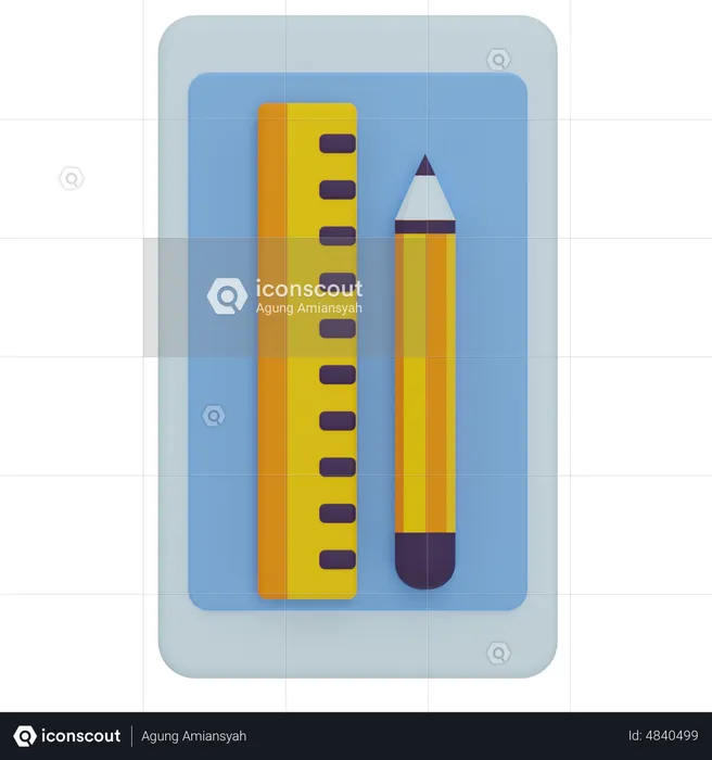 Ruler And Pencil  3D Icon