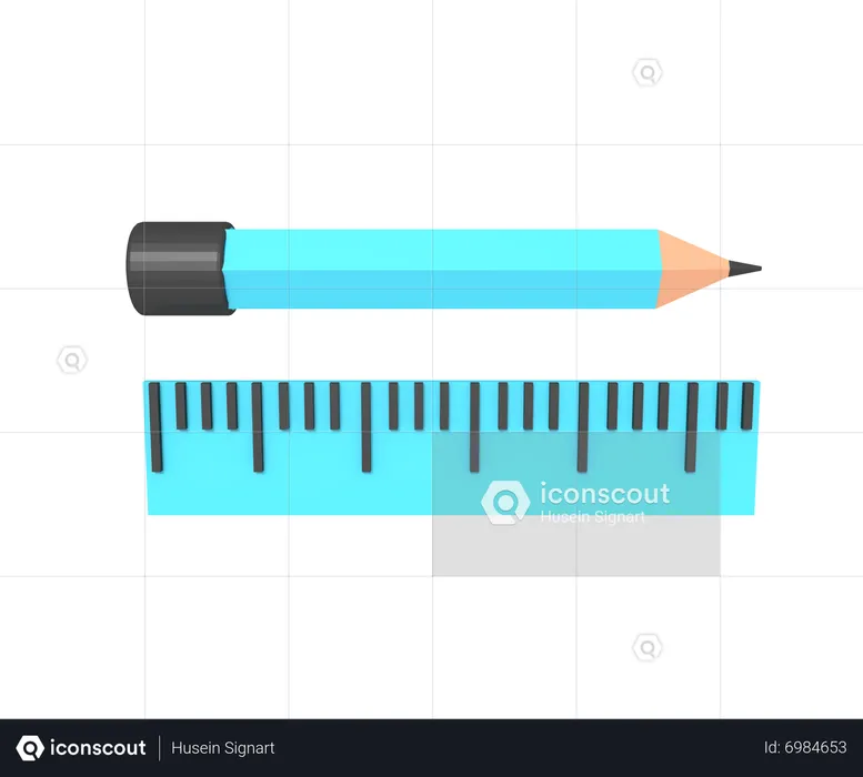 Ruler And Pencil  3D Icon