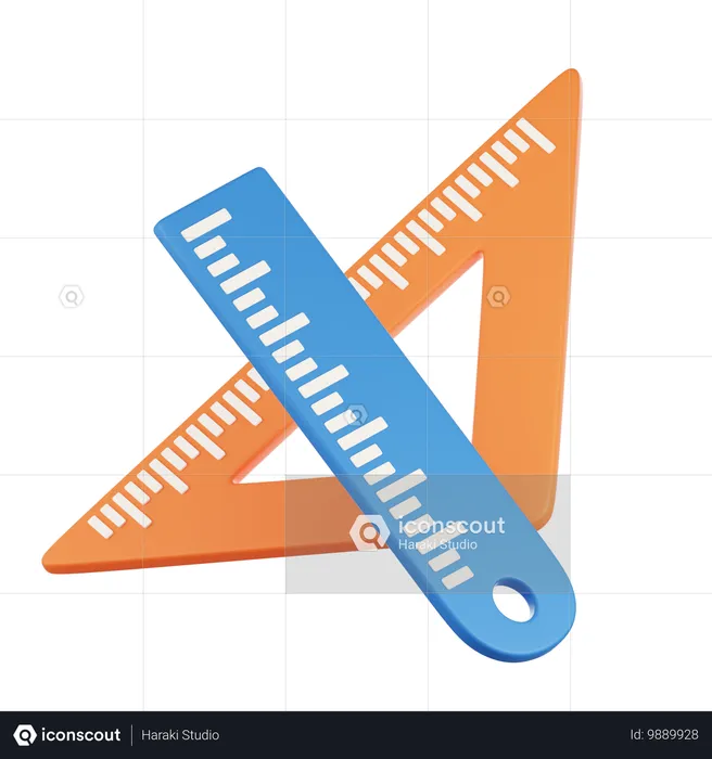 Ruler And Set Square  3D Icon