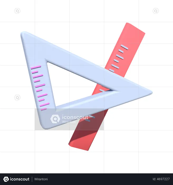 Ruler And Set Square  3D Icon